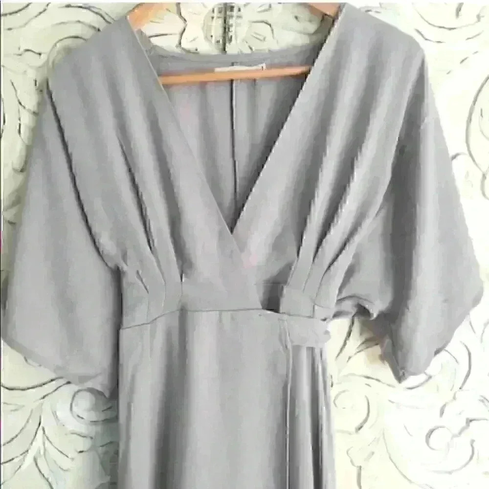 Clad and cloth grey wrap maxi dress Addison dress small neutral maxi long - Picture 8 of 8